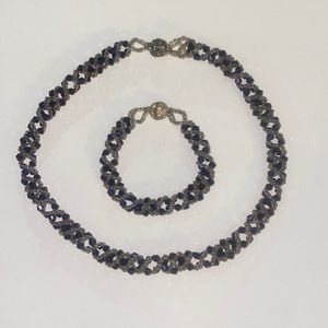 Dark blue bracelet and necklace set